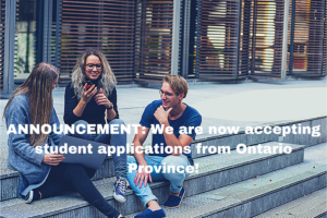 ANNOUNCEMENT: We are now accepting student applications from Ontario Province!